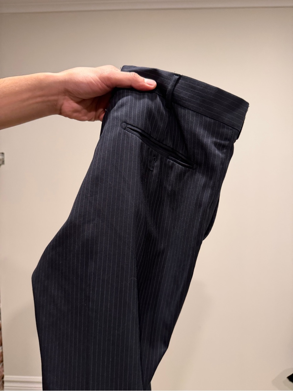 Vintage Men's Navy Pinstripe Dress Pants